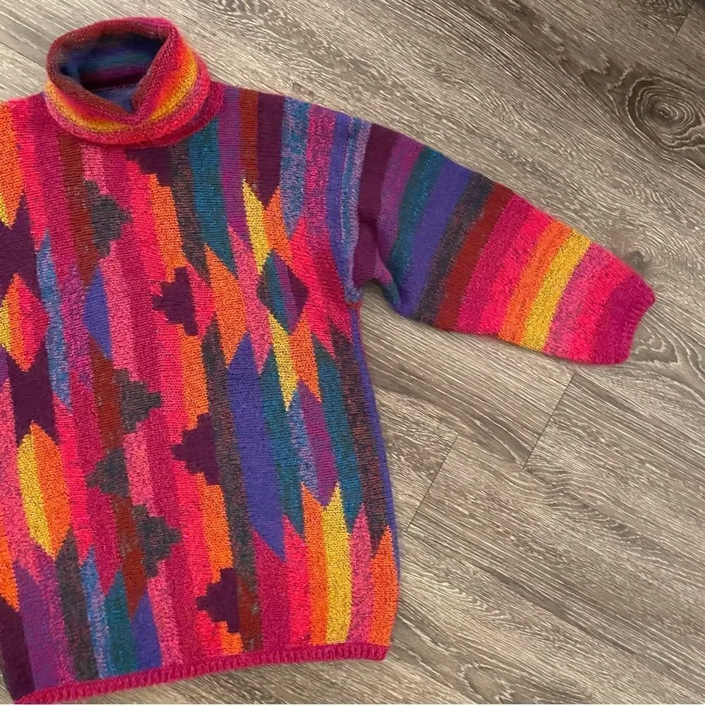 Mariea Kim vintage turtleneck colorful sweater